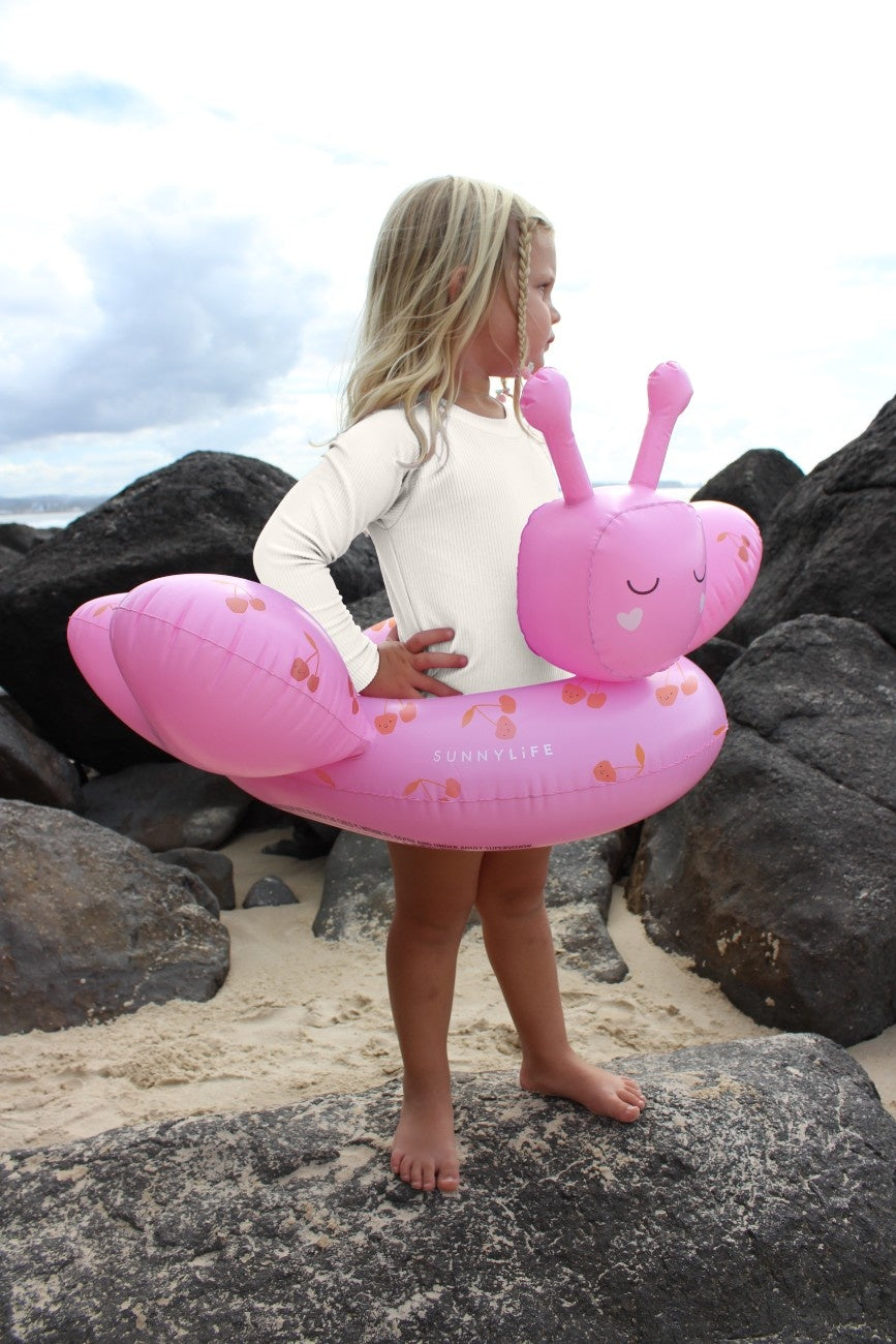 SUNNYLIFE Kids Tube Pool Ring Cotton Candy Cherry