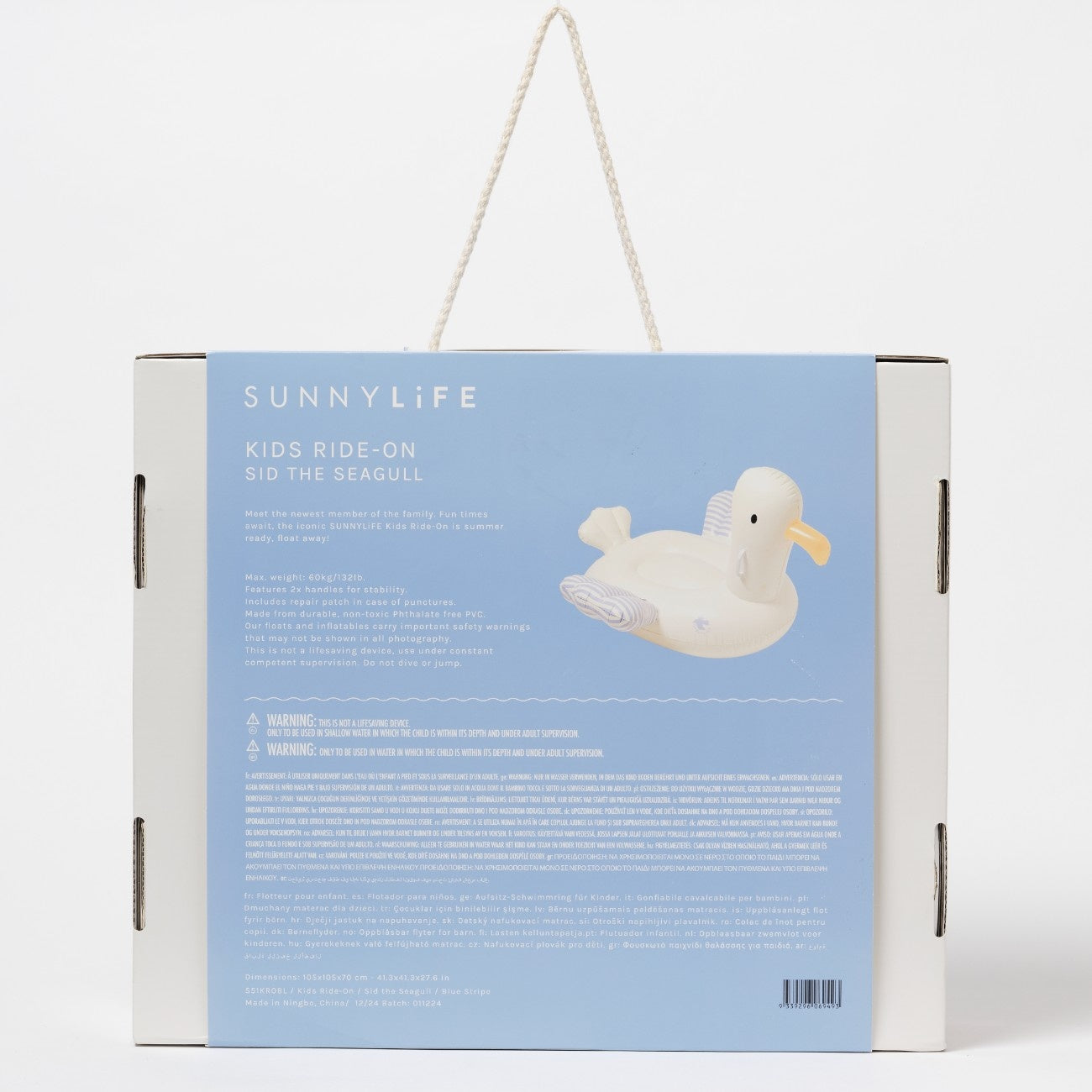 SUNNYLIFE Kids Ride-On Sid the Seagull Blue Stripe