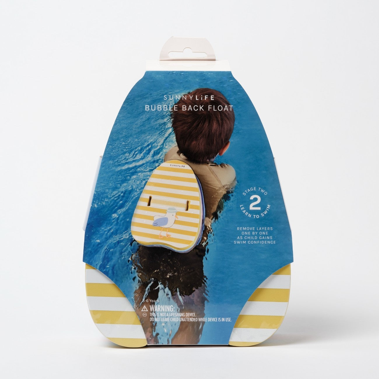SUNNYLIFE Bubble Back Float Sid the Seagull Mustard Stripe