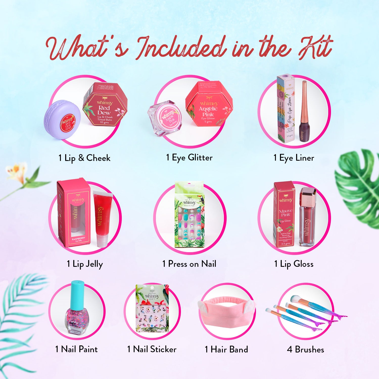 Whimsy Beauty Unicorn Travel Beauty Kit (Vanity bag) for kids & Teens - Pack of 13