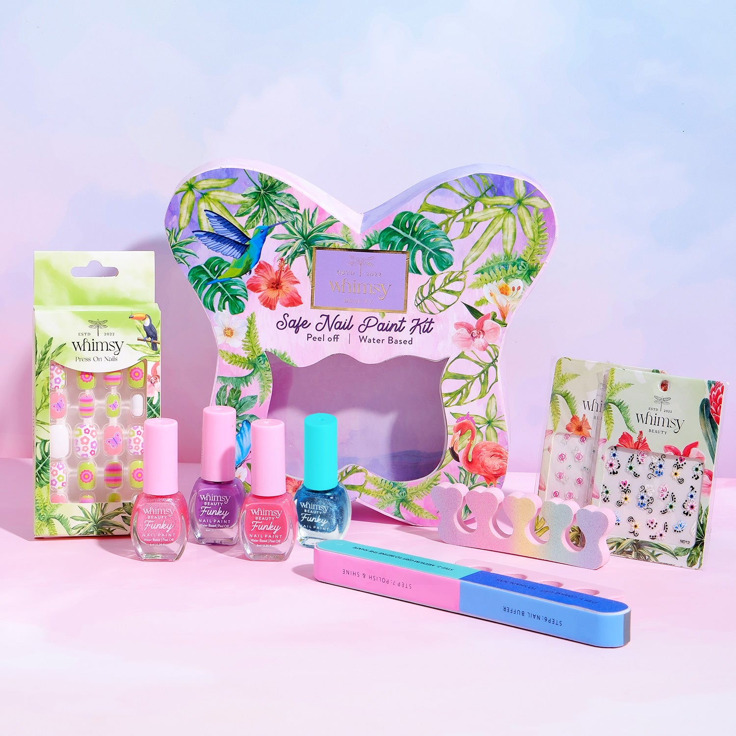 Whimsy Beauty Butterfly Nailpaint Kit (Butterfly Shape) for Kids & Teens -  Pack of 8
