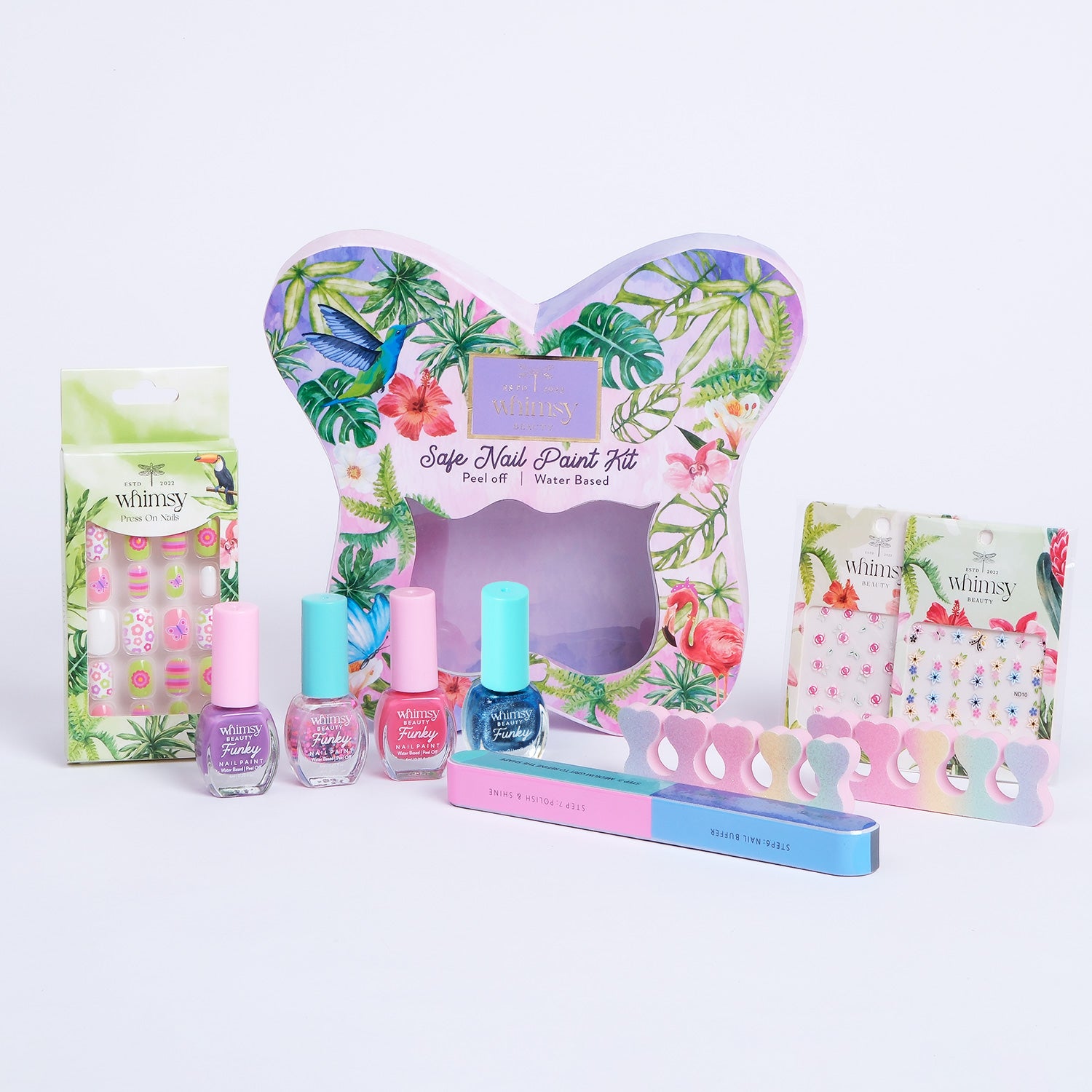 Whimsy Beauty Butterfly Nailpaint Kit (Butterfly Shape) for Kids & Teens -  Pack of 8