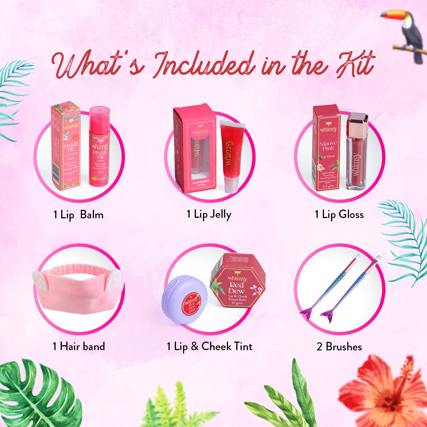 Whimsy Beauty Liplicious Beauty Kit For Kids & Teens (Lip Shape) Pack of 7