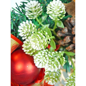 21 inches Dark Green Wooden Pinecone Bells & heavy fillers Artificial Christmas wreath for Door Wall & Christmas Décor - Christmas