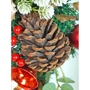 21 inches Dark Green Wooden Pinecone Bells & heavy fillers Artificial Christmas wreath for Door Wall & Christmas Décor - Christmas