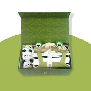 21 pcs Green Panda Birthday Gift Hamper set for Baby with Gift Box - Baby Gifting