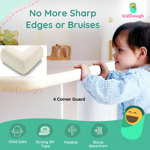 KidDough Baby Proofing, 2 Meters White Edge Protector+4 Corner Guards for Sharp Edges - The Mom Store