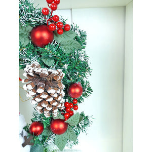 22 inches Bushy Frosty Big Red Gold Bow Snowman with heavy fillers Artificial Christmas wreath for Christmas Décor - Christmas