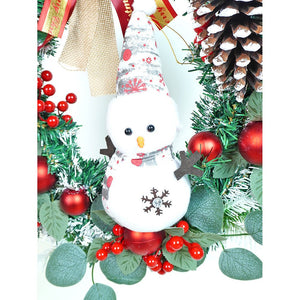 22 inches Bushy Frosty Big Red Gold Bow Snowman with heavy fillers Artificial Christmas wreath for Christmas Décor - Christmas