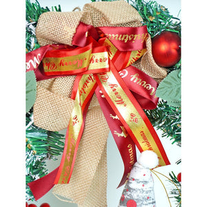 22 inches Bushy Frosty Big Red Gold Bow Snowman with heavy fillers Artificial Christmas wreath for Christmas Décor - Christmas