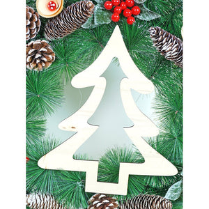 22 inches Bushy Frosty MDF tree with Pinecones berries & Mushroom Buds Christmas wreath and Christmas Décor - Christmas
