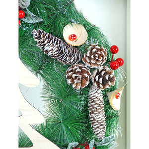 22 inches Bushy Frosty MDF tree with Pinecones berries & Mushroom Buds Christmas wreath and Christmas Décor - Christmas