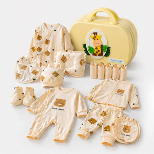 22 pcs small Bear Hamper for Newborn Baby Boy/ Baby Girl, All season wear hamper with Giraffe travel Suitcase , 0 - 12 months - Baby Gifting