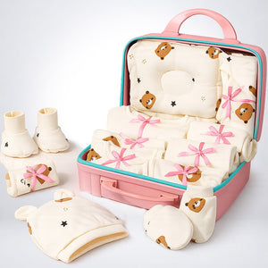 22 pcs Tribal Bear Hamper for Newborn Baby Boy/ Baby Girl, All season wear hamper with tribal bear travel Suitcase , 0 - 12 months - Baby Gifting