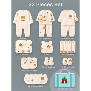 22 pcs Tribal Bear Hamper for Newborn Baby Boy/ Baby Girl, All season wear hamper with tribal bear travel Suitcase , 0 - 12 months - Baby Gifting