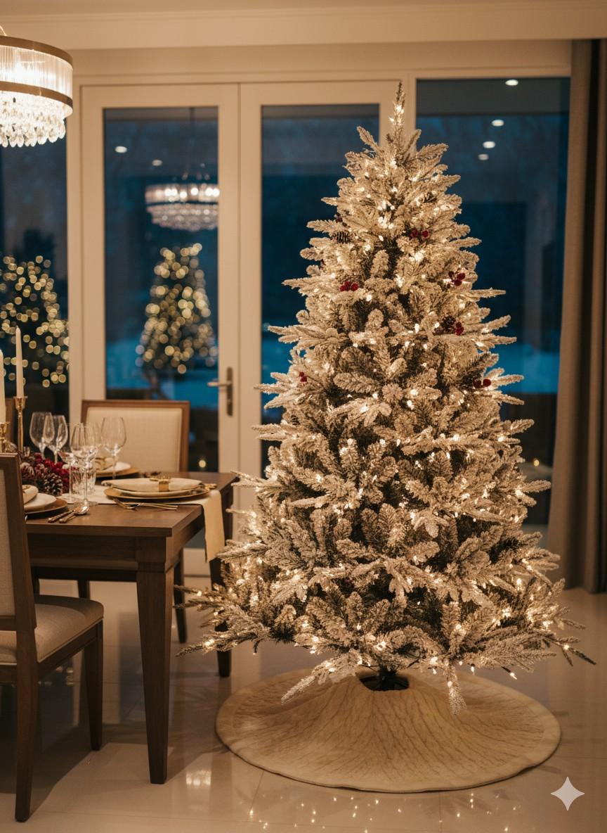 SWEN 6 feet NIVA christmas tree with red cherries, pine cones and frosting