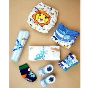 22pcs Super cute Blue Home Newborn Hamper /Gift Box for Baby, 0 - 6 months - Baby Gifting
