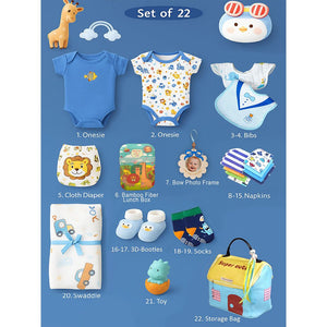 22pcs Super cute Blue Home Newborn Hamper /Gift Box for Baby, 0 - 6 months - Baby Gifting