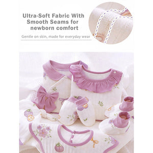 23 pcs Fairy Bow Newborn Baby Girl Gift Box set, All Season Wear Hamper with luxury designed Storage Cane Basket (0 - 12 months) - Baby Gifting