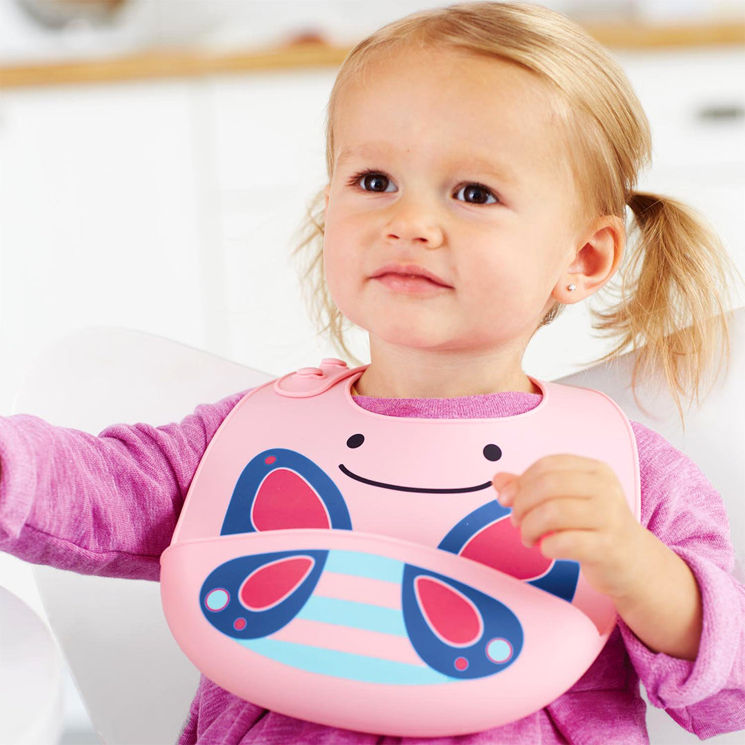 Skip Hop Zoo Fold & Go Silicone Bib- Butterfly