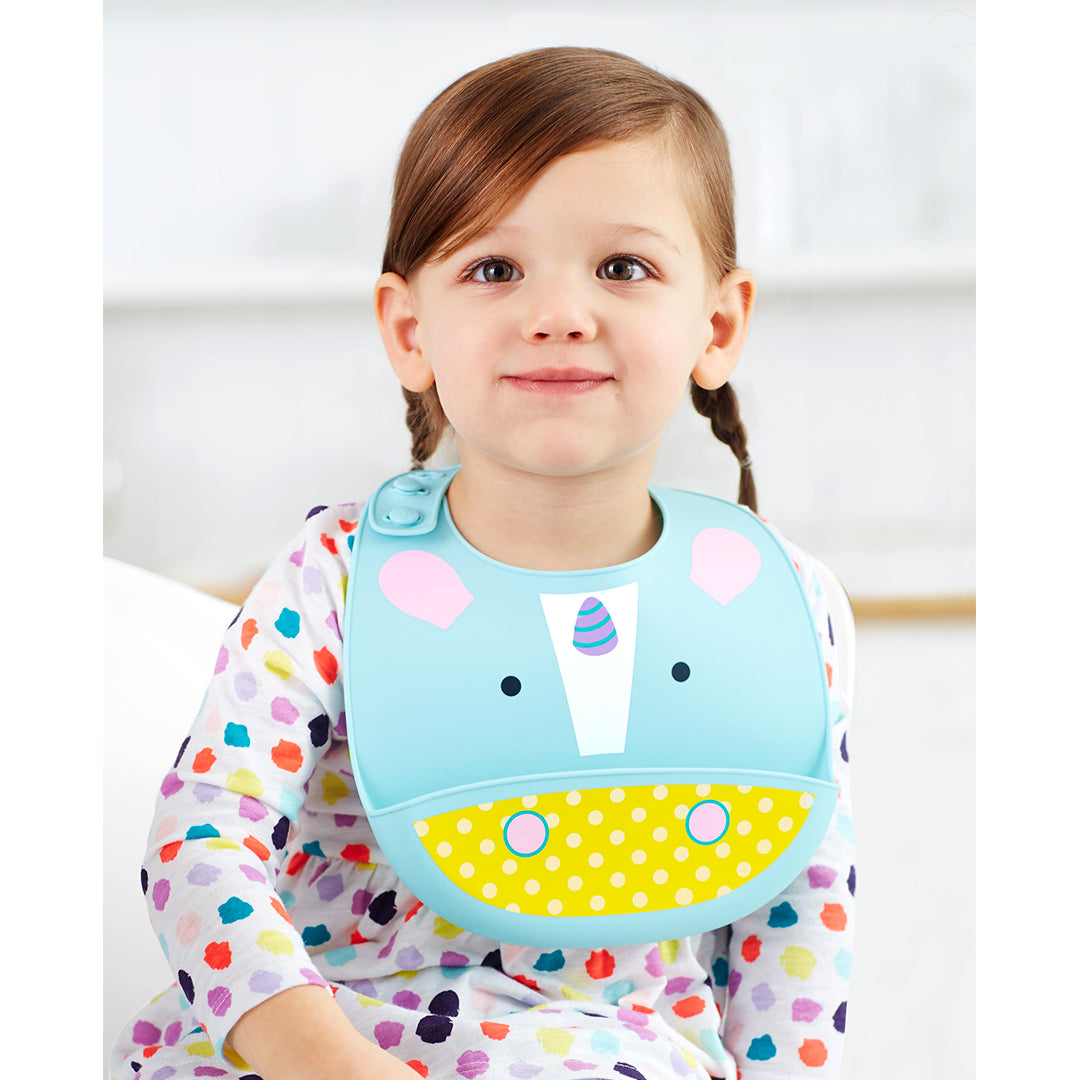 Skip Hop Zoo Fold & Go Silicone Bib - Unicorn