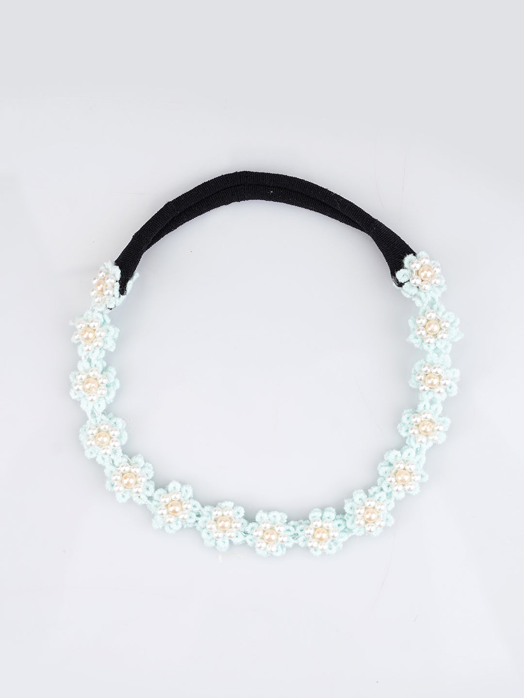 CHOKO Soft Blue Floral Beaded Hair Band - Graceful Blooms