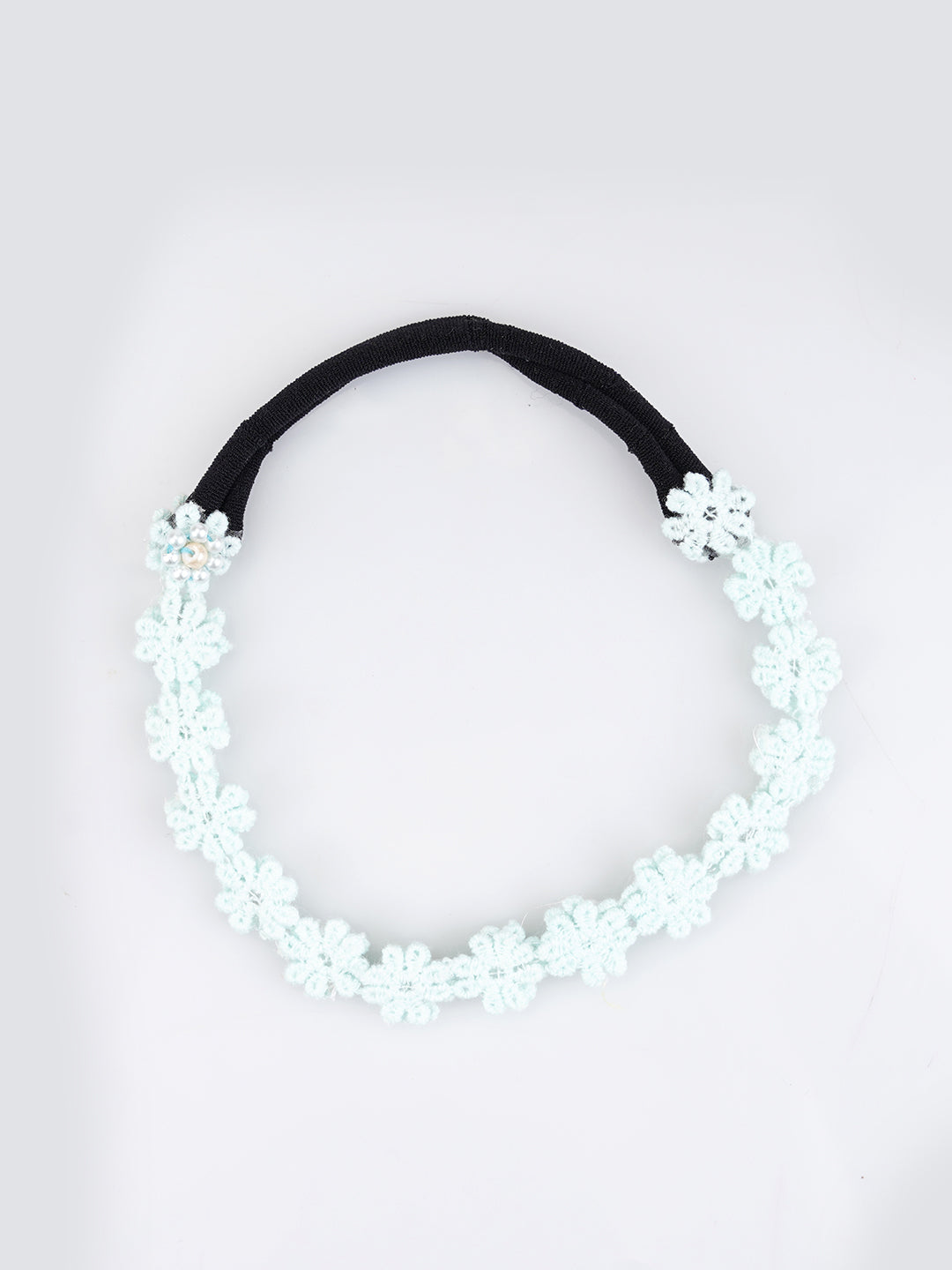 CHOKO Soft Blue Floral Beaded Hair Band - Graceful Blooms