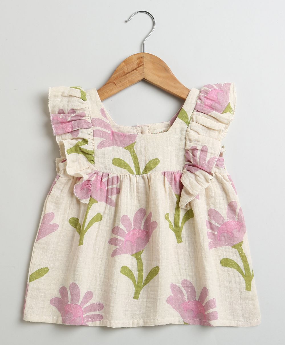 Sweetlime By AS Daisy Print Ruffle Organic Cotton Co-ord Set.