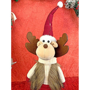 24 inches Cream Maroon Gold self Standing Reindeer Christmas Table Décor - Little Surprise Box24 inches Cream Maroon Gold self Standing Reindeer Christmas Table Décor