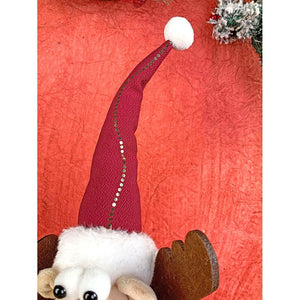 24 inches Cream Maroon Gold self Standing Reindeer Christmas Table Décor - Little Surprise Box24 inches Cream Maroon Gold self Standing Reindeer Christmas Table Décor