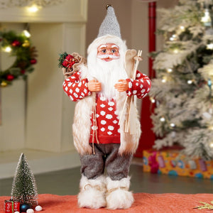 24 inches/2feet Red Polka Dot Cardigan Santa, Christmas Home and Table Décor - 24 inch Christmas
