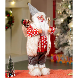 24 inches/2feet Red Polka Dot Cardigan Santa, Christmas Home and Table Décor - 24 inch Christmas
