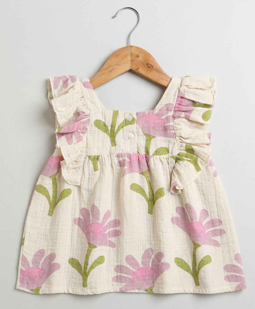 Sweetlime By AS Daisy Print Ruffle Organic Cotton Co-ord Set.