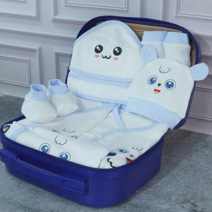 24pcs Blue & White Star Eye Newborn Baby Girl/Baby Boy Gift Hamper with Travel Suitcase, 0 - 12 months - Baby Gifting