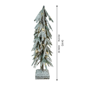 2.5 feet Frosty Downward Branches, Table Top Christmas Tree with Battery operated lights - Christmas