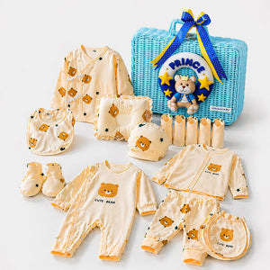 25 pcs Prince Hamper for Newborn Boy, All Season wear hamper with luxury designed blue storage cane basket 0 - 12 months - Baby Gifting