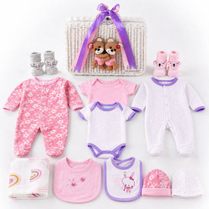 25 pcs, Twin Girls White cane basket themed Newborn Baby Boy, All Season wear,Gift Hamper set, 0 - 6 months - Baby Gifting