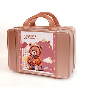 25pcs Cream Teddy Bear Collared Newborn Baby Hamper, Baby Boy/Baby Girl with Suitcase, 0 - 12 months - Baby Gifting