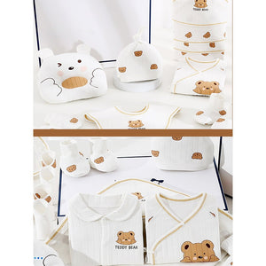 25pcs Cream Teddy Bear Collared Newborn Baby Hamper, Baby Boy/Baby Girl with Suitcase, 0 - 12 months - Baby Gifting