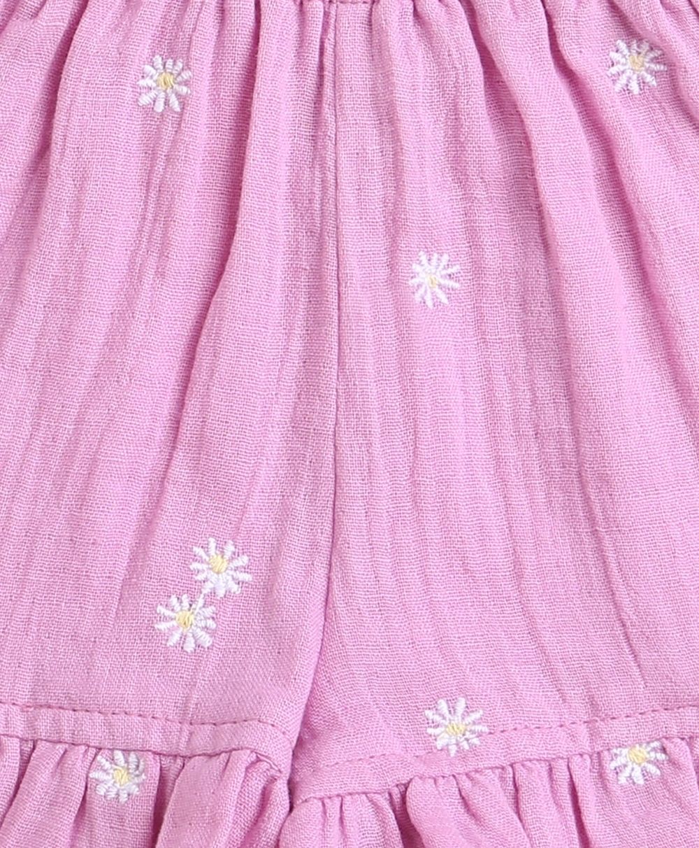 Sweetlime By AS Purple Floral Embroidery Organic Cotton Co-ord Set.