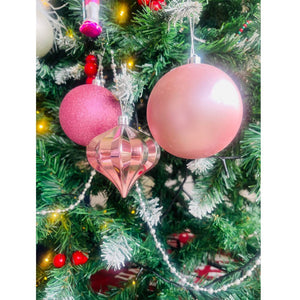 29 pcs, Shiny Metallic Pink Colour Hanging Christmas Tree Ornaments - 
