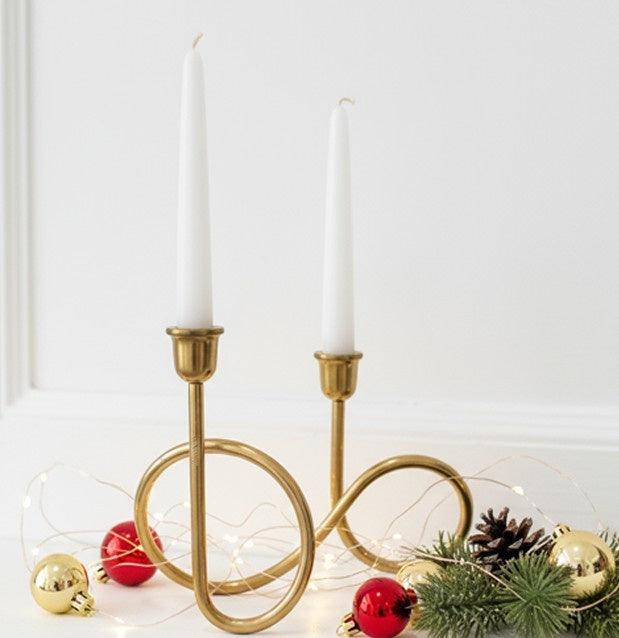Swen BOAIN, modern brass infinity loop cndlestick holder by SWEN