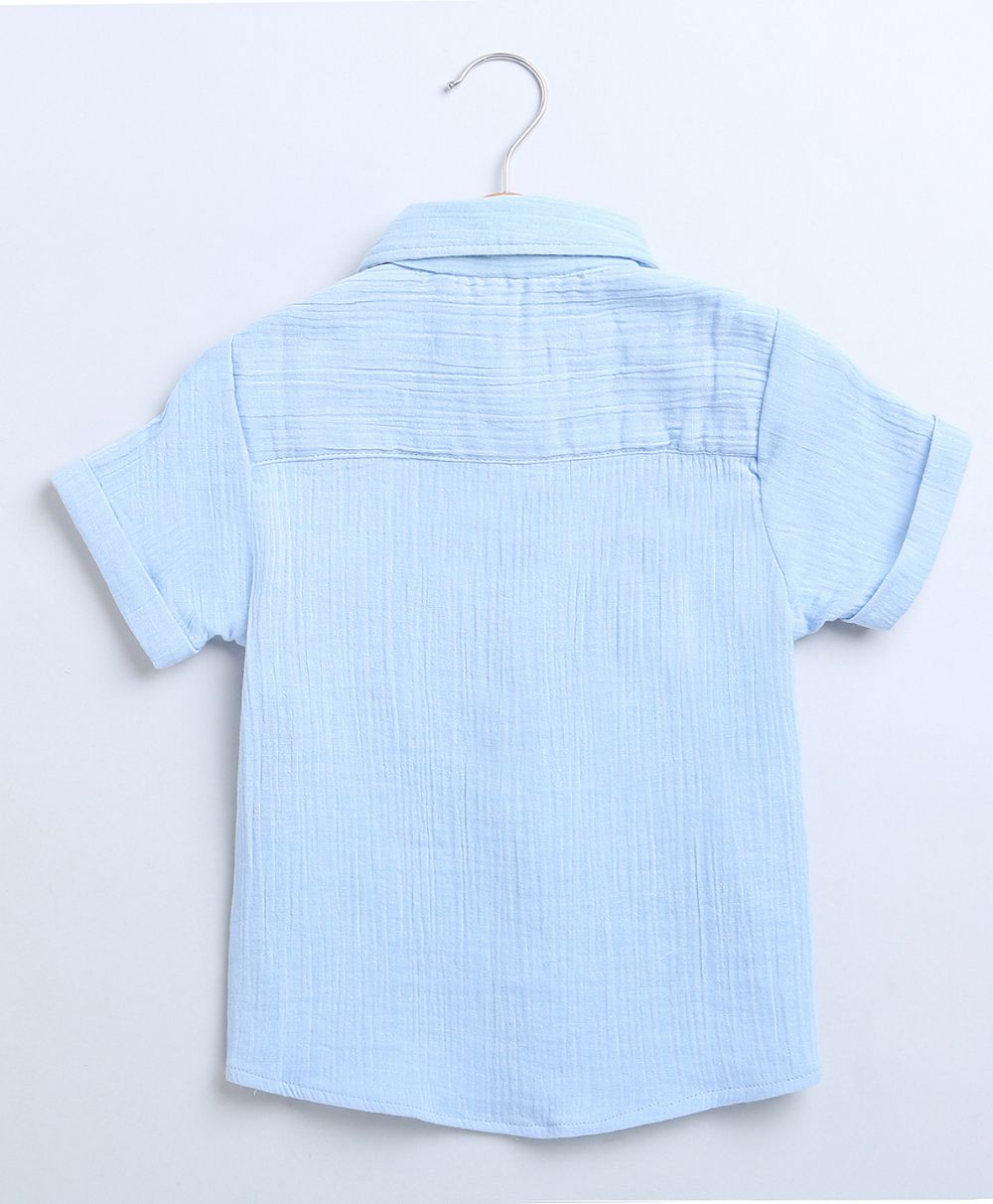Sweetlime By AS Sky Blue Short Sleeves Cotton Shirt with a Koala Logo.