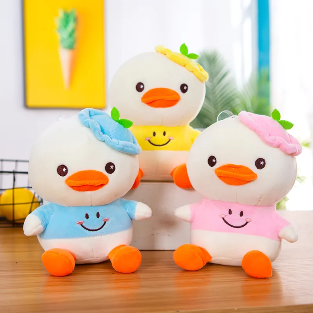 CuddleNest Soft Plush White Pink Duck Toy- Height: 30 cm
