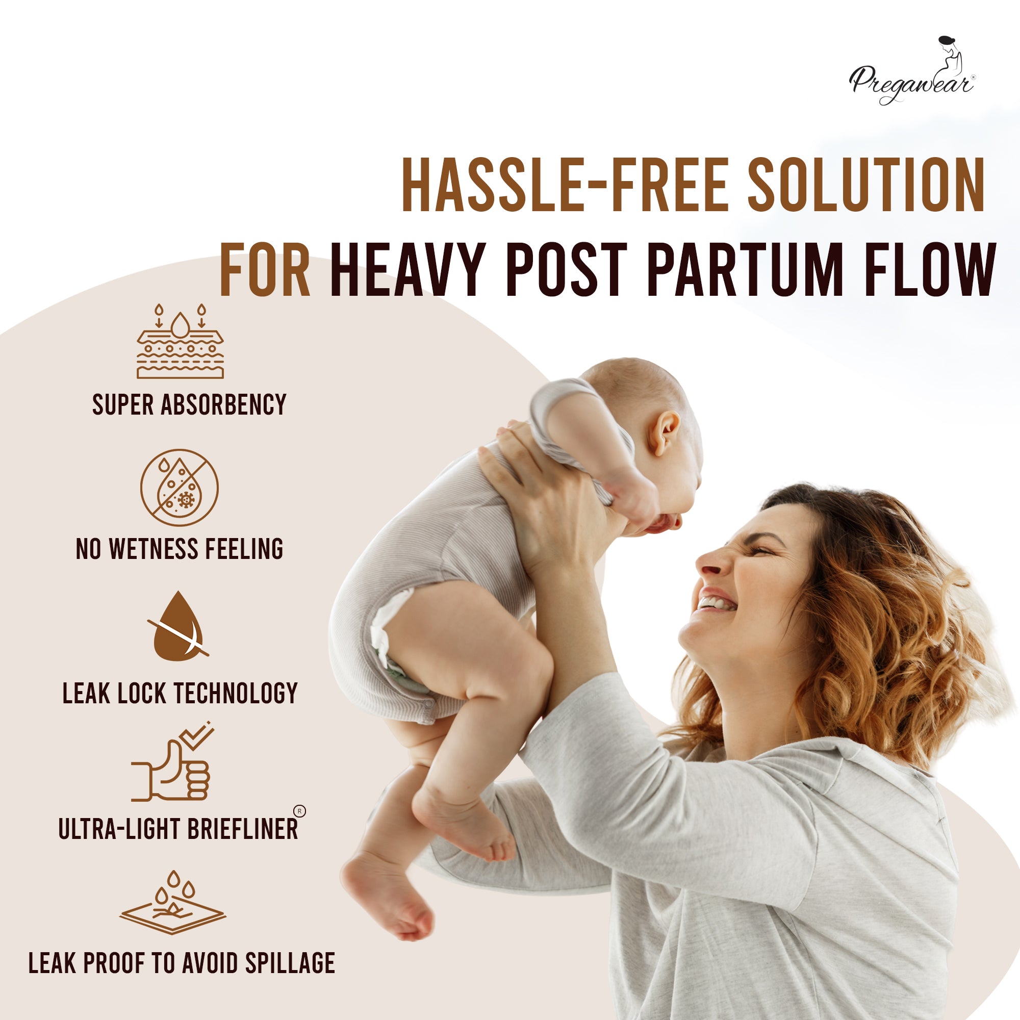Pregawear Maternity Pad| Premium Disposable Soft Pads for Women| After Delivery Incontinence High Absorption | Heavy Periods | Leak Guard| Postpartum Flow| Rash Free | Overnight Protection Pack of 10.