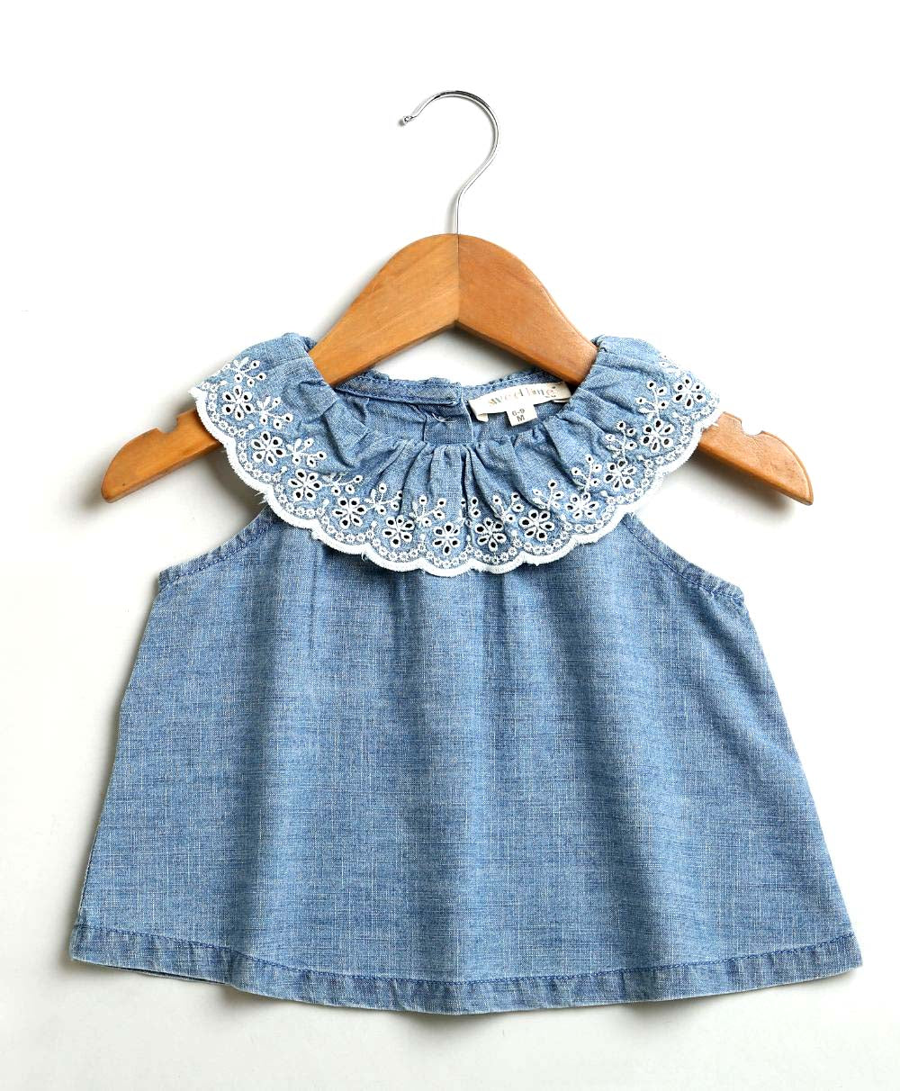 Sweetlime By AS Cotton Denim Ruffle Dress & Bloomer Set.