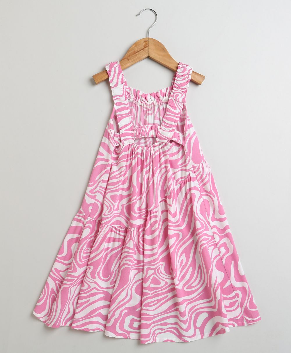 Sweetlime By AS Pink & White Wavy Striped Dress