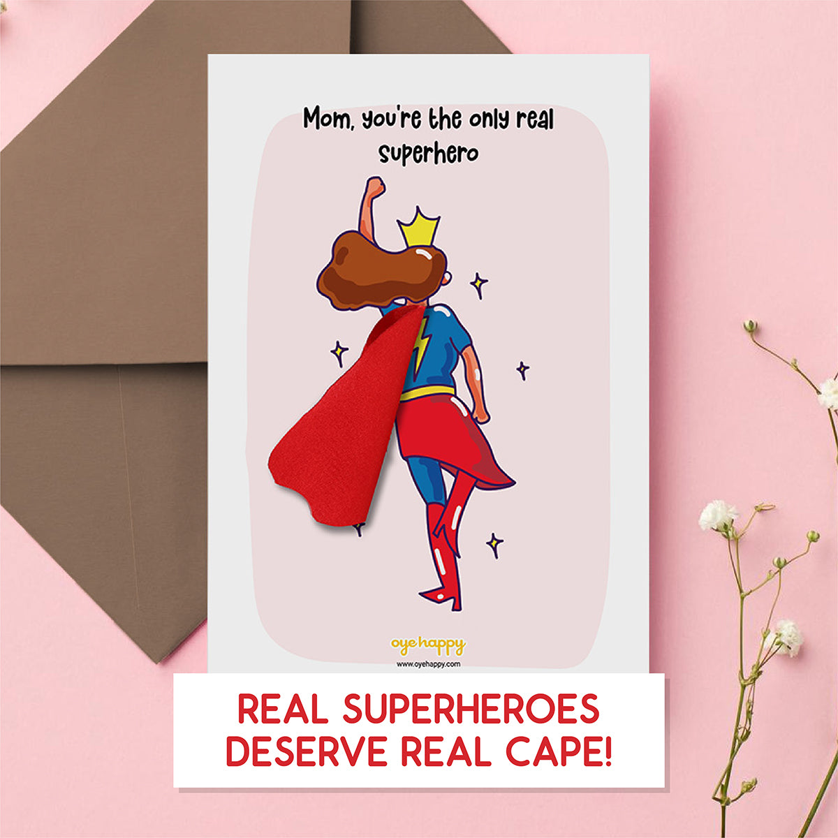 Oye Happy Supermom Cape Greeting Card – Mother's Day Edition