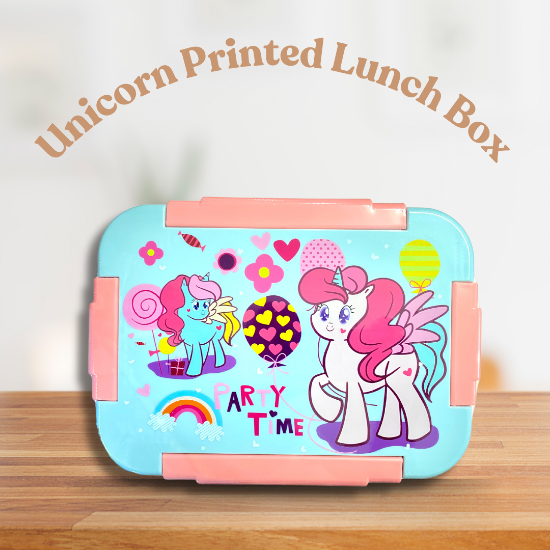 CuddleNest Unicorn Bento Lunch Box, Leakproof Container with Spoon, Sauce Compartment