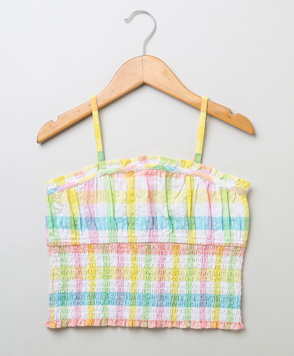 Sweetlime By AS Cotton Checkered Skirt top smoking co-ord set- Multi